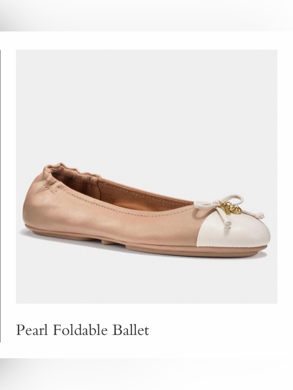 Coach Two-Tone Foldable Ballet Flat - Beige and White